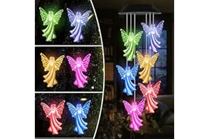 HeiPen Solar Wind Chime, Gardening Gifts for Mothers Day Birthday Christmas Valentine, Angel Gifts for Mum Grandma Wife Daughter Sister Girlfriend, Gardening Decor for Indoor Outdoor(Angel)