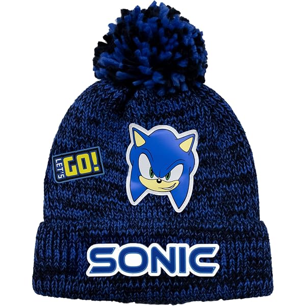 Cappello Caldo Invernale Cappello Invernale Sonic Per Bambini - Pom Pom E Dettagli In Gomma, 100% Acrilico Cappello Pom Pon Divertente - 9