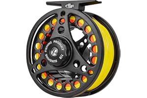 SF-001 - Carrete de Pescar con Mosca Grande con Cuerpo de aleación de Aluminio, 3/4 WT, 5/6 WT 7/8 WT, Carrete de Mosca precargado con sedal para Trucha, lubina, Carpa, Lucio, Peces pequeños