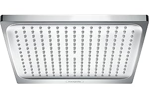 ‎HANSGROHE hansgrohe Crometta E - Kopfbrause, eckige Duschbrause (240 x 240 mm), Regendusche mit 1 Strahlart für Wand- oder Deckenmontage, Brausekopf mit Antikalk-Funktion, Chrom, 26726000