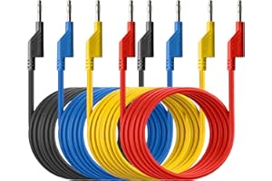 PeakTech 7050-4 Stück Messleitungen Set, 150cm, Multimeter Test Kabel, Laborleitungen, Messkabel mit 4mm Bananenstecker, Stapelbar, in 4 Farben, 1,5m Länge