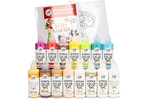 LM-Kreativ Window Color 15er Set - Weihnachten - mit 13 Farben, 2 Konturen & Weihnachtlichen Malvorlagen für festliche Fensterbilder. Wasserbasierte Fensterfarben, ideal zum Verschenken & Dekorieren