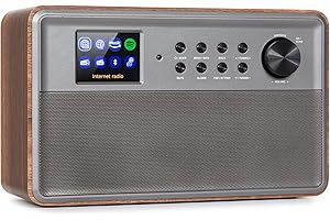 Auna Amplificador Audio Bluetooth para Equipo de Musica, HiFi, AV, Control de Agudos y Bajo, Subwoofer, 2 Canales de Audio, Altavoz con Mando, Radio por Internet, Spotify, Amazon Music, control APP