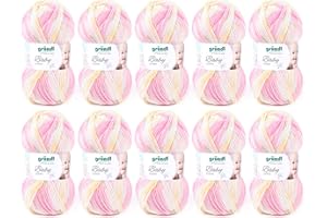 Fil Gründl Baby color (fil pour tricot & crochet au caractère laineux, composé de 70 % d’acrylique et 30 % de polyamide, 50 g / 150 m, aiguilles n° 3 ½ à 4 ½, 10 x 50 g), Rose Multicolor