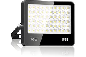 LAMLAMCK Faretto LED Da Esterno 50W - 5000LM 6500K Super Luminoso Bianco Freddo Faro LED Esterno, IP66 Impermeabile Luce Di Sicurezza per Stadio, Patio, Strada, Garage