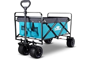 ‎TMZ TMZ Faltbarer Bollerwagen mit Fußbremse, Klappbarer Gartenwagen，Handwagen Trolley mit Push Griff，Transportwagen Klappwagen，120kg Kapazität-Türkis
