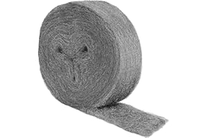 MOGRQAP Lana d'Acciaio 1# Contro i Topi, 20m Pulizia Paglietta Abrasiv Lana di Ferro Fine per Fori, Fessure del Muro, Rimuovere Ruggine, Lucidare il Metallo, Pulire il Vetro, Legno, Metallo(20m x 7cm)