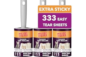 MEIQIHOME Lint Rollers,333 Sheets Value Set Lint Roller with 3 Upgraded Handles, 3 Rollers Portable Pet Lint Remover for Clothes, Furniture, Carpet, Dog & Cat Hair Removal