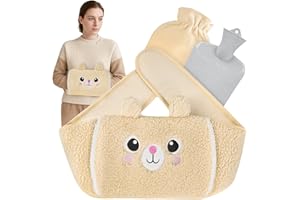 DUNSOO Bolsa de agua caliente con cinturón extra largo de 120 cm, bolsa de agua caliente con funda y suave funda para la cintura, bolsa de agua caliente para cuello y hombros, espalda, piernas, cintura