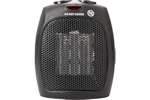 briebe Calefactor Cerámico con Termostato para Bajo Consumo PTC, Eléctrico, 2 Niveles Potencia 750 / 1500W, Aire Caliente/Frío, Seguridad contra Sobrecalentamiento, Portátil, Negro