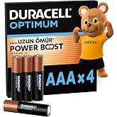 DURACELL OPTIMUM AAA Alkalin İnce Kalem Pil (4'l&uuml; Paket) &ndash; 1,5V | POWER BOOST AKTİFLERİ İLE DAHA UZUN &Ouml;M&Uuml;R Modern Cihazların 