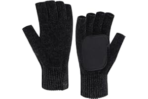 Bequemer Laden Invierno Guantes Sin Dedos Termicos para Mujeres Hombres Guantes de Punto Chenilla con Medio Dedo Cuero Antideslizante Regalo