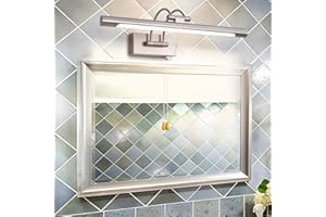 MantoLite Nickel Bathroom Over Mirror Light with Pull Cord 40CM Vanity Mirror Lights Picture Light with Ajustable Arm Hotel Bedside 3000K Reading Lamp Display Lamps IP44 8W