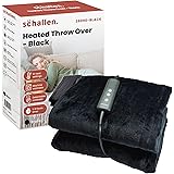 Schallen 120x160cm Soft Heated Warm Throw Over Blanket with Timer and 10 Heat Settings (Black)