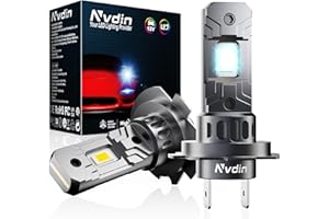 Nvdin h7 led 20000lm, lampadine per fari auto o moto, kit lampadina senza ventilatore per abbaglianti o anabbaglianti o fendinebbia, dimensioni 1:1 alogena, luce bianca 6000k