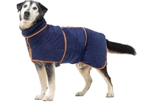 Lucky Paws® Hundebademantel - doppellagiger Bademantel Hund - schneller trocken in Minuten, absorbierendes Hundehandtuch & weicher Hunde Bademantel in 1 - Luxus Hundehandtuch Bademantel (M, Marine)