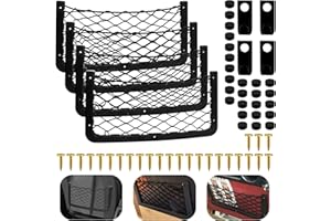 BANTI Rete Bagagliaio Auto Porta Oggetti per Automobile 4 Pezzi Borsa Portaoggetti Universale a Rete Elastica con Viti e Gancio per Auto SUV Truck Barca Camper Accessori Nero (36 x 18 cm)