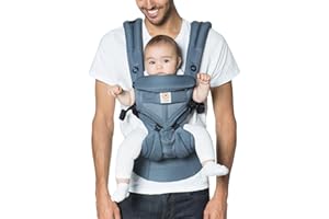 Ergobaby Babytrage für Neugeborene, 4-Positionen Cool Air Mesh Omni 360 Oxford Blau, Baby-Tragetasche Kindertrage Rückentrage