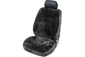 Walser Housse de siège en Peau d'agneau pour Voiture, 100% Peau d'agneau pour siège 95% de automóviles (Voiture/Berlina/SUV/Camioneta/Furgoneta), 1 Housse de siège Trish Noir