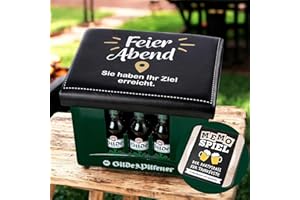 ‎CULT AT HOME CULT at home Bierkasten Aufsatz Feierabend - Bierkastensitz inkl. Bierdeckel Memospiel - Sitzauflage für Bierkiste Getränkekiste - Hocker für Balkon Camping 44 x 34 cm