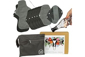 CULOCLEAN.COM CuloClean 10pcs (2S+6M+2L) Compresas Menstruales y Postparto Reutilizables de fibra de bambú. Pack ecológico, de tela transpirable e impermeable + bolsa + bidet portátil