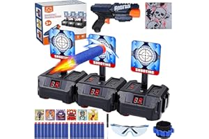 Gemeer Bersaglio per Nerf, Bersaglio di Tiro Elettronico Digitale per Nerf, con Pistola Giocattolo a Dardo in Schiuma, Polsino, Adesivi, Obiettivo di Punteggio Intelligente, Ripristino Automatico