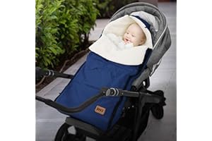 Joyz Saco Cubrepiés para Bebé Manta Capazo Azul de Poliéster 94 x 48 x 10 cm Forro Cálido para Invierno Universal Reposacabezas y Cremallera para Cochecito/Silla de Paseo con Aberturas para Cinturón