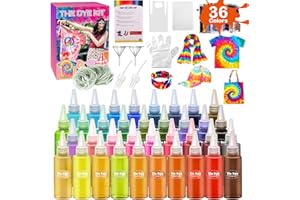 VIPNAJI Tie Dye Kit, 36 Colori - Tintura Tessuti, Tutti i Colori Tie Dye per Le tue Magliette,Ottima Idea Regalo Bambini e Adulti,DIY Pittura di Vestiti,Coloranti Stoffe Vivaci