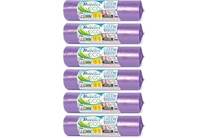 Bottari 60 Sacchi Immondizia 110L 70x110 cm con Laccetti di Chiusura, Viola, Raccolta Differenziata Secco, Sacchi per Spazzatura Resistenti e Riciclati, 6 Rotoli da 10 Pezzi
