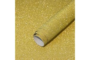 CiCiwind Samoprzylepna tapeta 44 x 300 cm, złota, brokatowa, folia do mebli, samoprzylepna, winylowa, folia samoprzylepna do salonu, sypialni, na ścianę, szafki, stół dekoracyjny