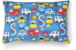 PinkZebra Federa per cuscino per bambini, federa per cuscino 25 x 50 cm, in 100% cotone, federa per cuscino per ragazzi, Ecotex Standard 100, con chiusura lampo, motivo: orso poliziotto