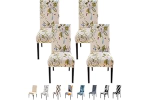 SearchI Dining Chair Covers, Set of 4 Stretch Removable Washable Chair Slipcovers,Chairs Protective Cover for Dining Room Kitchen Living Room Home Decor(Flower8#,4 Pack)