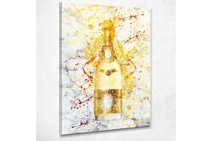 KUADER Quadro Cristal Oro E Marmo Champagne Stampa su Tela Chm3 Alta qualità Certificata Fine Art Giclée, Fatto in Italia, 40x30 cm
