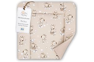 Wickelauflage Wickelunterlage aus Baumwolle 75x72 cm - Weich und waschbar Wickelunterlage für Babys Wickelmatte aus Stoff für Wickeltisch Wickelkommode oder Waschmaschine 75 x 72 Oeko-Tex Giraffen