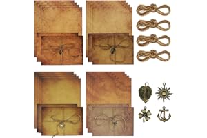 GRANTOP 40 unidades de papel de carta vintage con sobre, juego de papel de carta vintage claro, sobres de papel antiguo, juego de 8 sobres de papel de carta, 16 hojas de papel de carta, 8 llaves retro, 8