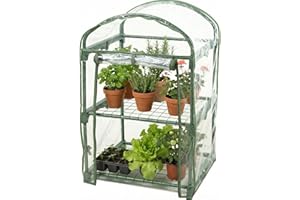 idooka Plastic Portable Mini Greenhouse for Plants Garden/Patio/Balcony - 2 Tier Metal Steel Frame with Clear Tent Cover for Gardening Planting Indoor/Outdoor - Summer/Winter Frost and Cats Protection