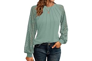 WNEEDU Sweatshirt Damen Pullover Herbst Langarmshirt Oberteile Tops T-Shirts Elegante Langarm Spitzen Lässig Bluse Frühling und Herbst Tops