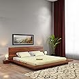 EBANSAL Solid Wood Queen Size Bed for Bedroom | Premium Sheesham Wood | Elegant Bedroom Double Bed with 2 Attached Bedside Tables | Teak Finish (72X88X30 Inches)