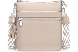 TEUEN Sac à Bandoulière Moyen pour Femmes, Élégante Sac a Main en Cuir Artificiel avec Multi-Poches ＆ Bandoulière Détachable Ajustable Grande Sac à Franges pour Shopping Rendez-vous Voyage