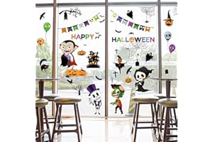 BOUTIKS® Pegatinas Ventanas Halloween, 54 piezas PVC Adhesivos Doble Cara para Ventanas, Pegatinas Reutilizables para Ventanas de Tiendas para Decoraciones Halloween (9 hojas, 21x29cm)