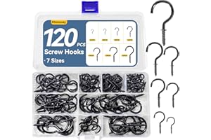 Rhimooay 120 Stk schraubhaken, Schraubhaken set haken mit gewinde, hakenschrauben für deckenhaken, Haken zum Schrauben Metall zum Aufhängen einschraubhaken - Schwarz
