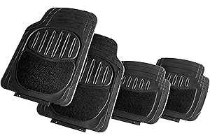 +PWR Car Parts Juego de Alfombras de Goma y Moqueta Lucca para Coche Universales. 94% PVC 6% Poliéster, tamaño 73x49 cm / 49x43,5 cm. Antideslizantes y Recortables. Protege el Suelo Original.