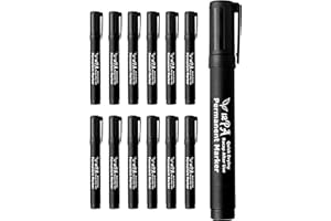 12PA 12 Black | Permanent Marker Pens | Thick Bullet Tip | Permanent Markers | Permanent Marker for Plastic, metal marker, Garden Marker Pen (12 Black Marker Pen)