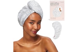 Kitsch Serviette en Microfibre pour Cheveux pour Femmes - Super absorbante, séchage Rapide, Anti-frisottis - pour Cheveux Longs et Courts, mouillés et bouclés - Micro Dot