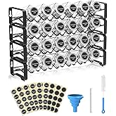 Spice Rack Organizer with 24 Empty Square Spice Jars, Spice Labels with Chalk Marker and Funnel Complete Set, for Countertop,