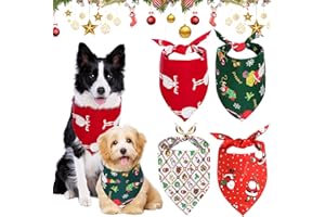 POWMAG 4 Pièces Bandana Noel Chien, Bandana Chien Noël pour Animaux, Accessoire Noel pour Chien, Triangle Bavoirs pour Chien Foulard, Cadeau de Noël pour Petits Grands Moyens Chiens