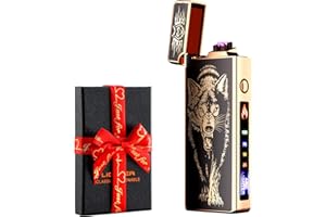 Dachance Cool Gifts Electric Lighter for Men Dad Him Digital Counter Bettary Display Windproof Flameless Plasma USB Rechargeable ARC Birthday Gifts for Men, Boyfriend, Husband (Lobo)