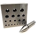 Aone Conical Bezel Forming Block Set with Punch Round Shaped to Form Tapered Stones Bezels & Prong Setting for Jewellery Making, Goldsmith, Silversmith & Hobby Crafts DIY