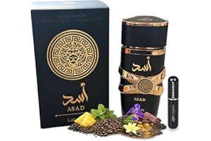 Perfume Asad para hombres Eau de Parfum 100 ml (ORIGINAL) Perfume árabe Oriental Intenso+REGALO Atomizador 5ml DRIKANBEST