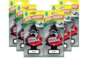 Arbre Magique Profumatore Auto, Fragranza Sport, Profumazione Intensa e Strutturata, Durata fino a 7 Settimane, Made in Italy, Confezione da 6 Unità